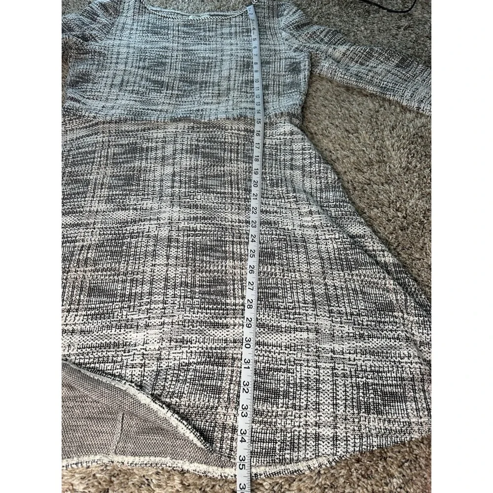 Max Studio Plaid Knit‎ Dress Women LG Black White Long Sleeve Fit & Flare 35